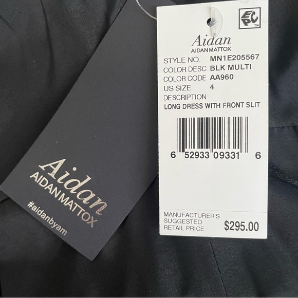 Aidan Mattox Black Floral Printed Sleeveless Slit Maxi Dress Size 4 - Picture 11 of 16